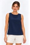 Blusa linho botoes costas marinho..